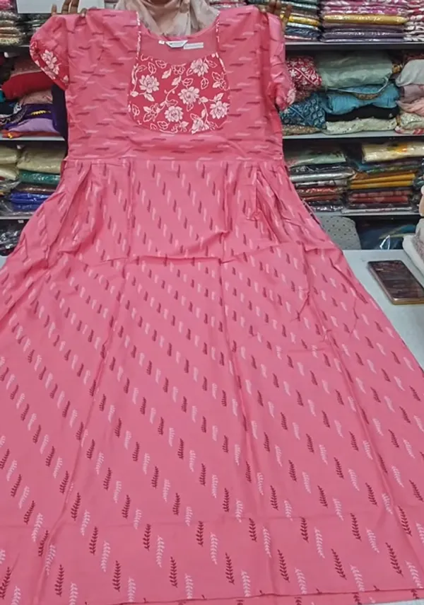 Premium Cotton Frock Style Nighty with Adjustable Rope & Side Pocket | NT3545